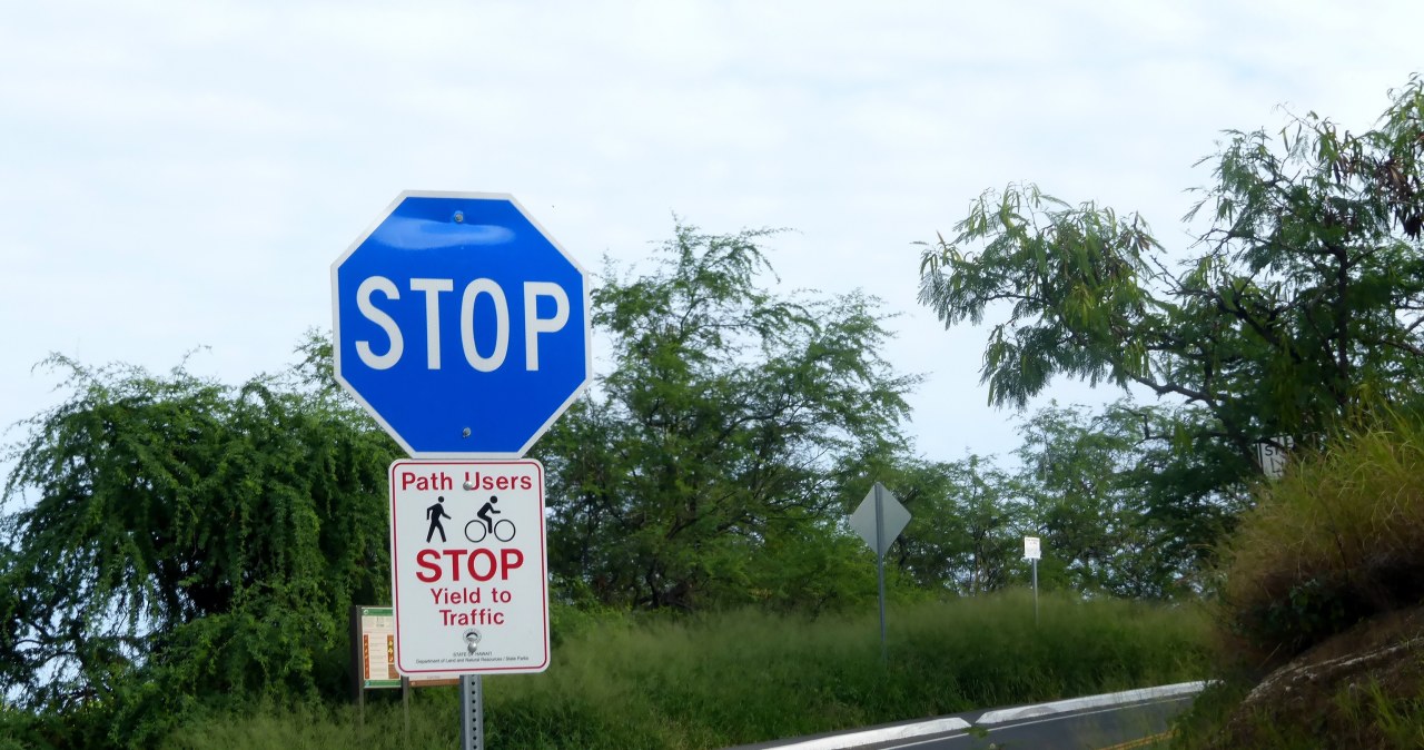 Niebieski znak STOP naprawdę istnieje. To istotny znak dla kierowców