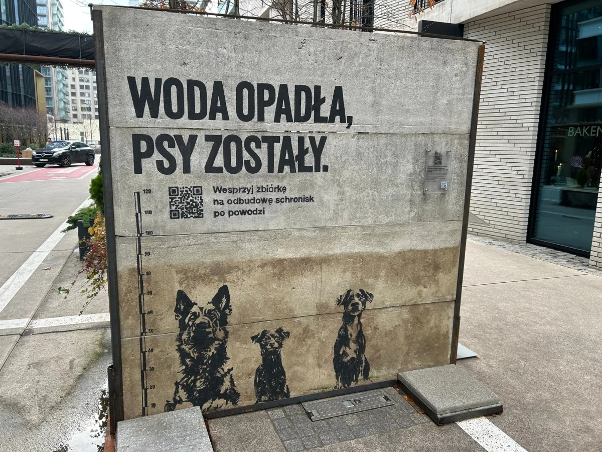 Fragment muru zniszczonego w czasie wrześniowej powodzi na południu Polski stanął w Warszawie, przy ulicy Grzybowskiej. Jest to część ściany schroniska dla bezdomnych zwierząt we wsi Konradowa w powiecie nyskim na Opolszczyźnie. 