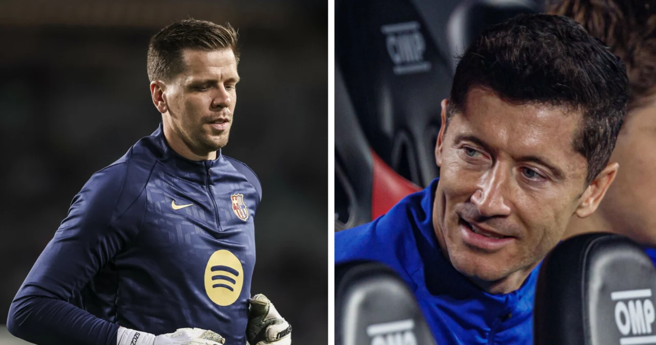 FC Barcelona. Na zdjęciu Wojciech Szczęsny i Robert Lewandowski