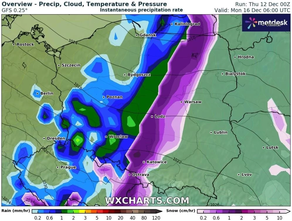 Poniedziałek przyniesie nie tylko wysokie temperatury, lecz również intensywne opady w praktycznie całym kraju