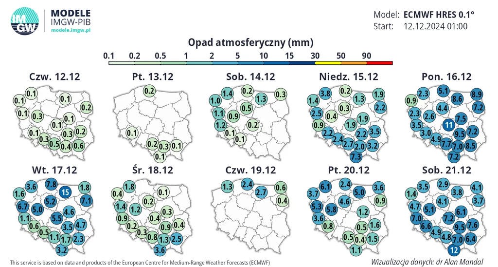 Już w niedziela będzie deszczowa praktycznie w całej Polsce, jednak w poniedziałek pod tym względem będzie znacznie gorzej. Jedynie w środę i czwartek powinno padać mniej