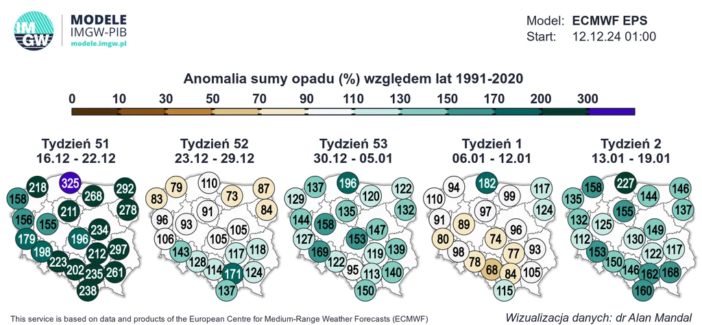 Tydzień przed Bożym Narodzeniem będzie bardzo mokry. Na północy deszczu może być nawet trzy razy więcej niż zazwyczaj