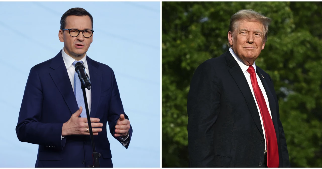 Były premier Mateusz Morawiecki i prezydent USA Donald Trump