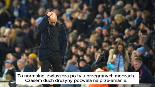 Manchester City przeżywa wyjątkowo trudny okres. Mistrzowie Premier League ponieśli kolejną porażkę, tym razem w derbowym starciu z Manchesterem United. Spotkanie rozegrane w niedzielę (15.12.2024) zakończyło się wynikiem 2:1 dla gości, a Pep Guardiola otwarcie przyznał, że bierze pełną odpowiedzialność za słabą formę swojego zespołu.

„Jestem szefem, menadżerem, muszę znaleźć rozwiązania, ale ich nie znajduję” – powiedział Guardiola na pomeczowej konferencji prasowej. Hiszpański szkoleniowiec nie ukrywał frustracji i po raz kolejny podkreślił, że czuje się odpowiedzialny za sytuację, w jakiej znalazł się zespół.