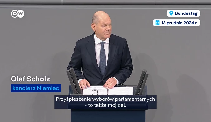 Kanclerz Olaf Scholz bez wotum zaufania w niemieckim Bundestagu