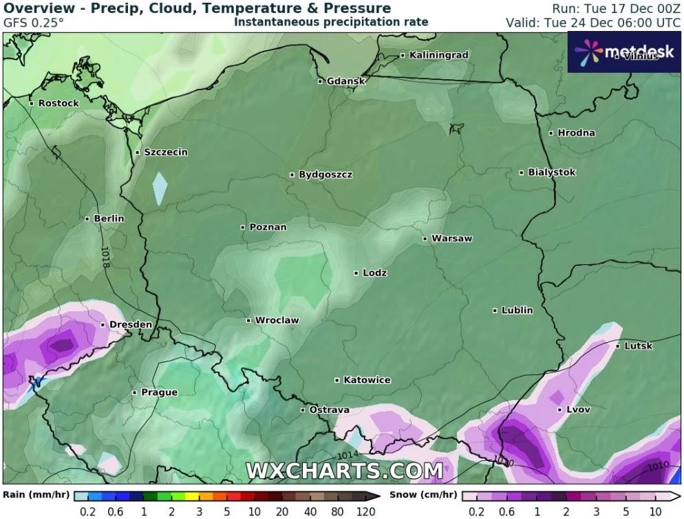 W Wigilię śnieg może padać przede wszystkim w południowej części Małopolski. Na wyżej położonych terenach ma szasnę się utrzymać