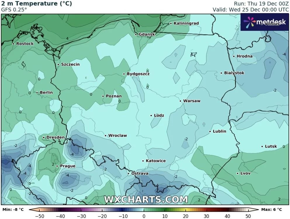 W nocy z 24 na 25 grudnia na Podhalu może być nawet sześć stopni poniżej zera