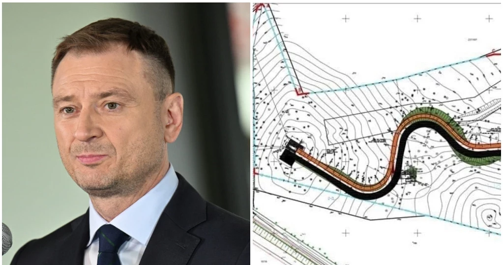 Sławomir Nitras, minister sportu i turystyki. Obok przebieg toru kompozytowego w Karpaczu