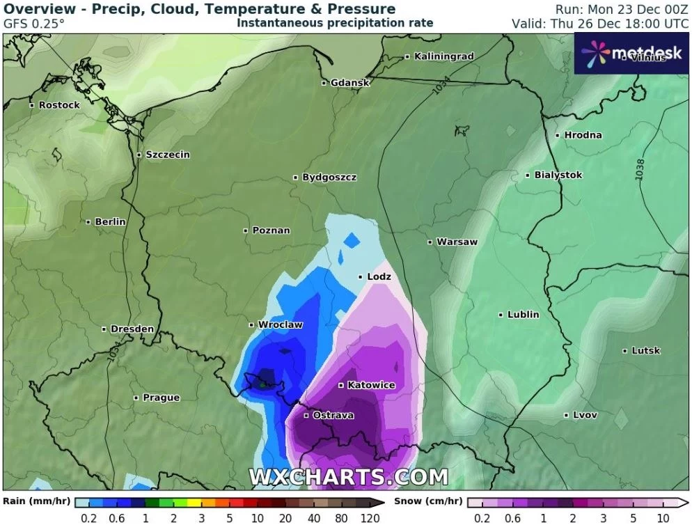 W drugi dzień świąt w wielu miejscach w centrum i na południu kraju będzie padać deszcz i deszcz ze śniegiem