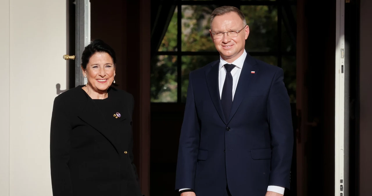 Salome Zurabiszwili i Andrzej Duda podczas październikowego spotkania w Warszawie