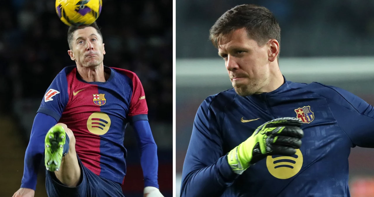 FC Barcelona. Na zdjęciu Robert Lewandowski i Wojciech Szczęsny