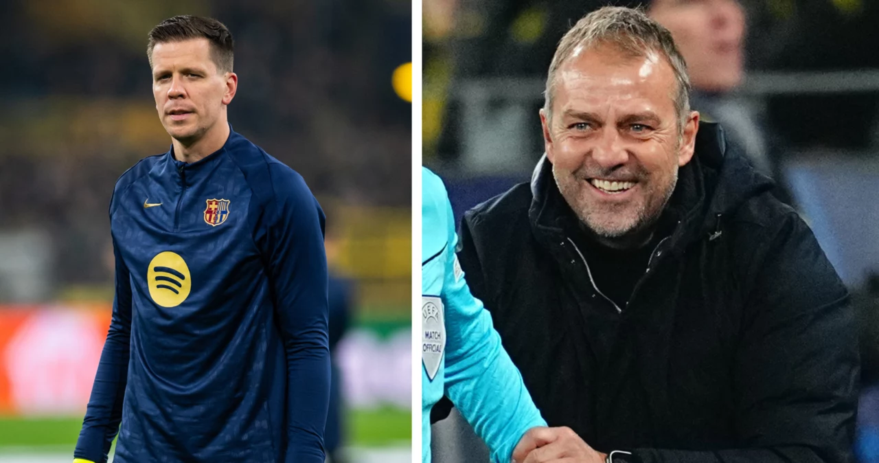 FC Barcelona. Na zdjęciu Wojciech Szczęsny oraz trener Hansi Flick