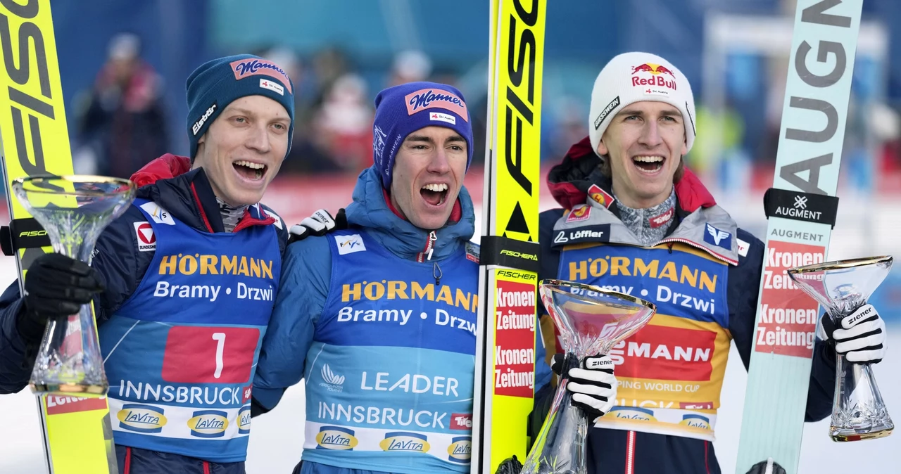 Jan Hoerl, Stefan Kraft i Daniel Tschofenig w Innsbrucku, 04.01.2025 r.