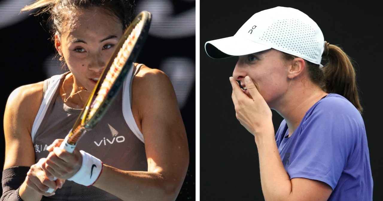 Tenis. Na zdjęciu mistrzyni olimpijska z Paryża Qinwen Zheng oraz wiceliderka rankingu WTA - Iga Świątek