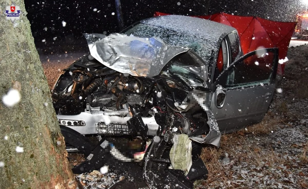 30-latek zginął na miejscu po tym, jak stracił panowanie nad samochodem, wypadł z drogi i uderzył w drzewo. Do wypadku doszło w nocy z piątku na sobotę w miejscowości Wola Osowińska w Lubelskiem. Panowały fatalne warunki, intensywnie padał śnieg, było bardzo ślisko.