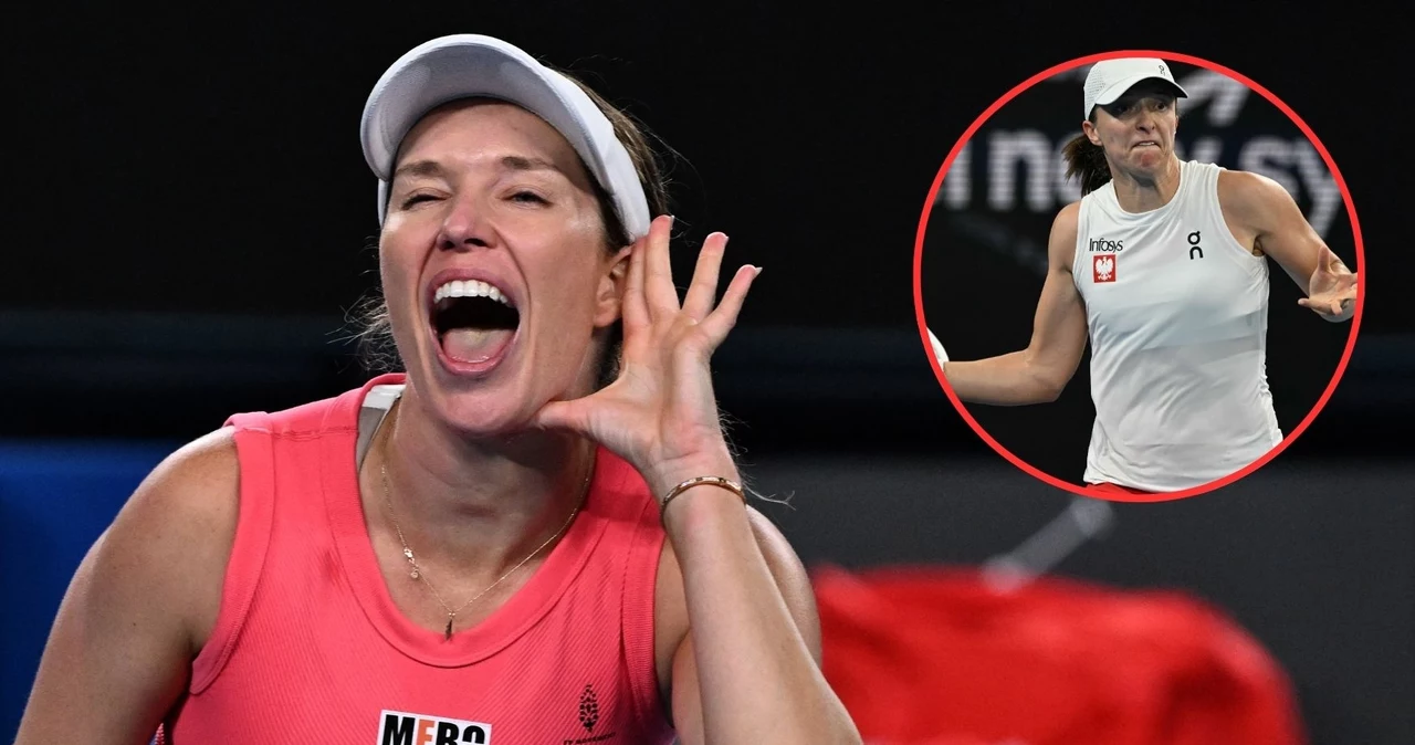 Danielle Collins i Iga Świątek (na małym zdjęciu)