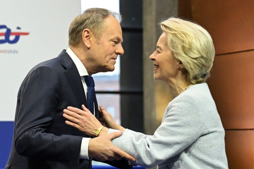 Powitanie Ursuli von der Leyen w Europejskim Centrum Solidarności w Gdańsku. / fot. Adam Warżawa / PAP Adam Warżawa
