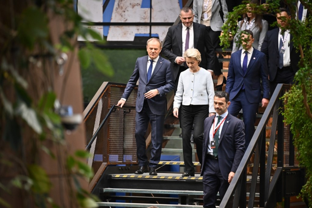 Powitanie Ursuli von der Leyen w Europejskim Centrum Solidarności w Gdańsku. / fot. Adam Warżawa / PAP Adam Warżawa