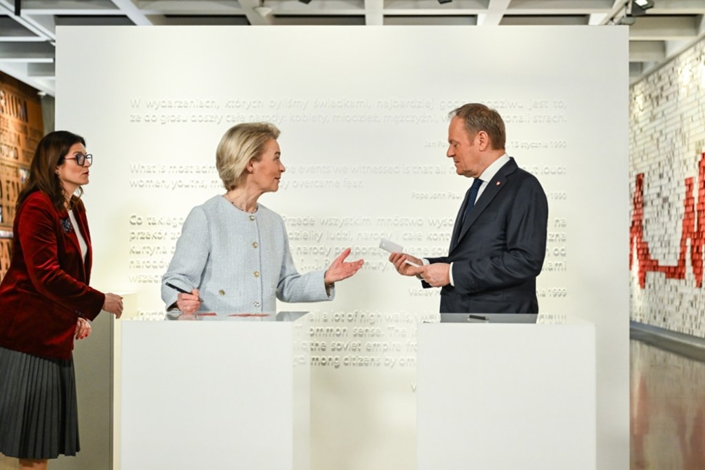 Powitanie Ursuli von der Leyen w Europejskim Centrum Solidarności w Gdańsku. / fot. Adam Warżawa / PAP Adam Warżawa