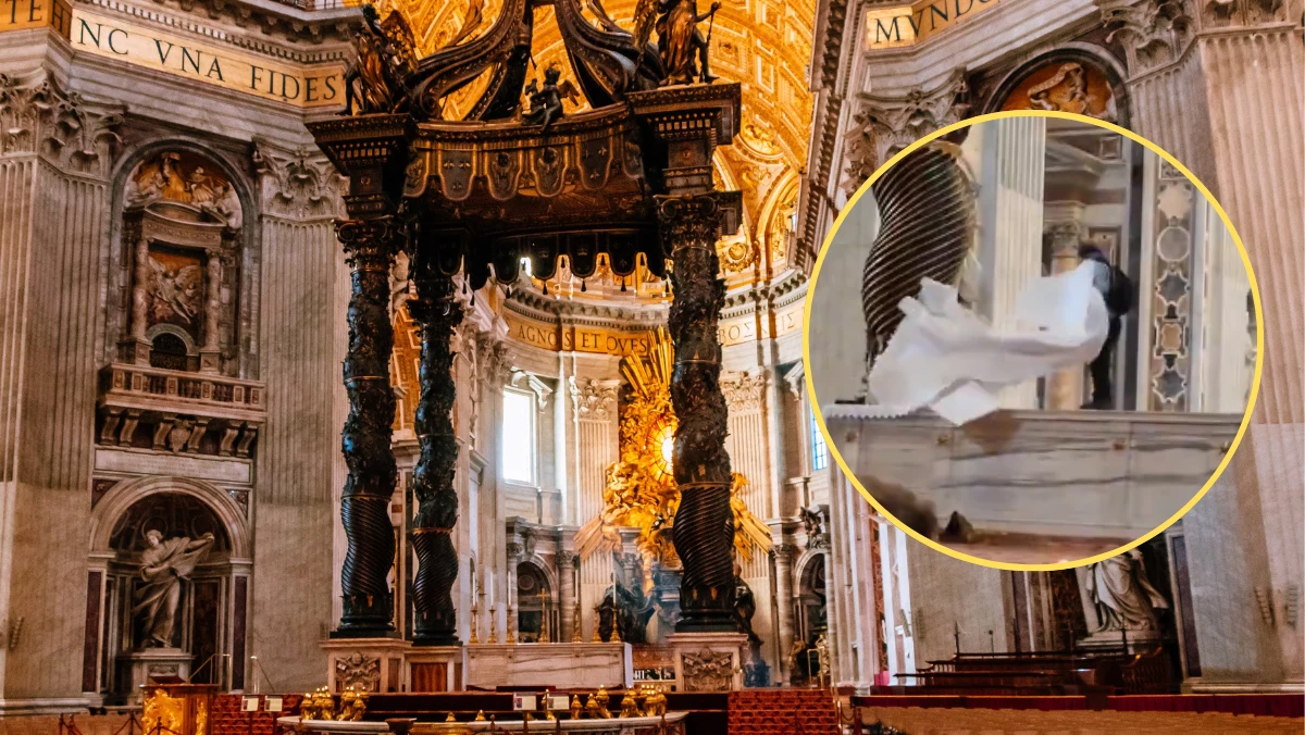 Akt wandalizmu w bazylice świętego Piotra w Watykanie. Mężczyzna wskoczył na główny ołtarz pod Baldachimem Berniniego, a następnie zniszczył sześć XIX-wiecznych świeczników. Sprawca został zatrzymany. 