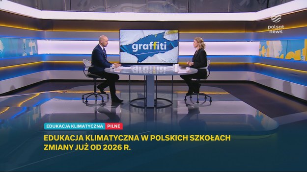  - Nie będzie oddzielnego przedmiotu - powiedziała w programie "Graffiti" wiceminister edukacji Joanna Mucha o edukacji klimatycznej. Jak dodała, to zagadnienie będzie omawiane przy okazji nauki innych przedmiotów. - Pracujemy na roboczo już od lata, (...) w międzyczasie wypracowywane są kolejne dokumenty - wyjaśniła posłanka Polski 2050.