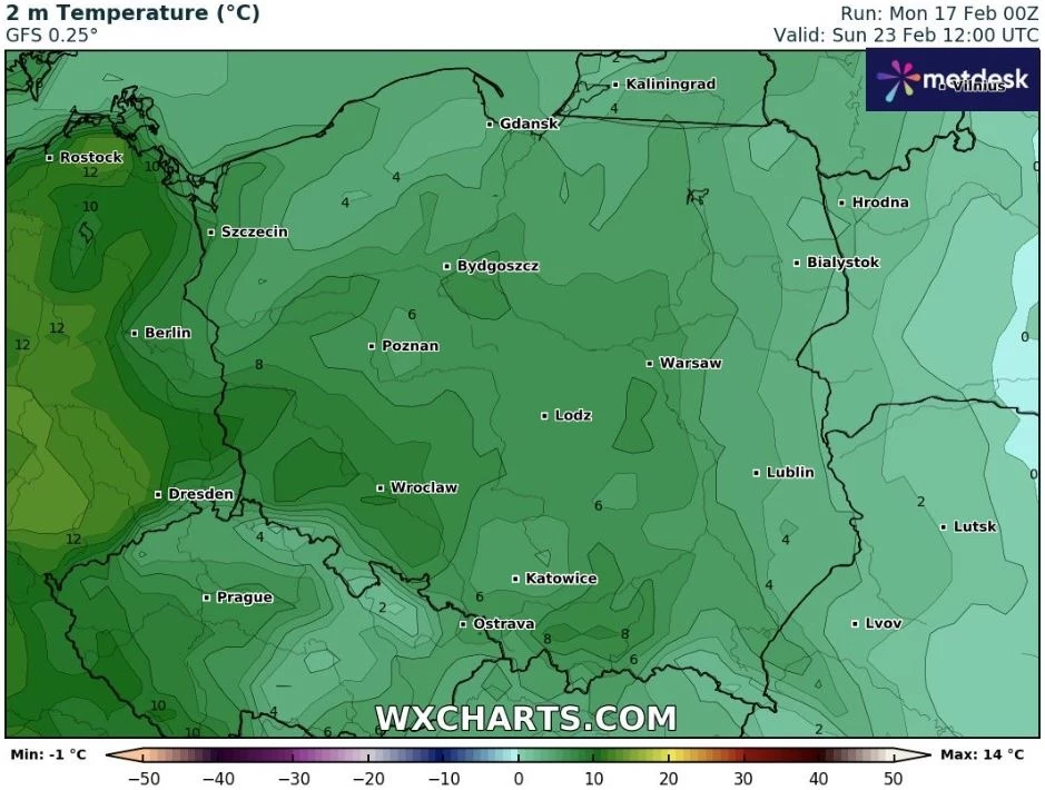 W niedzielę będzie ciepło, jak na tę porę roku. Lokalnie na zachodzie może być nawet 13 stopni Celsjusza