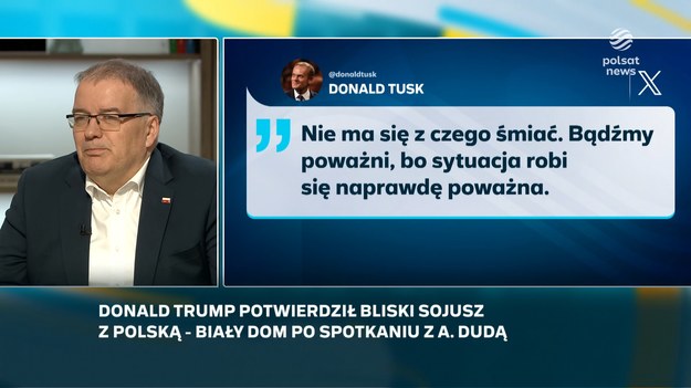 - Cały czas pokazuje swoją złośliwość i małą dojrzałość - tak w "Śniadaniu Rymanowskiego" ocenił wpis Tuska po rozmowach Donalda Trumpa z Andrzejem Dudą prezydencki minister Andrzej Dera.
