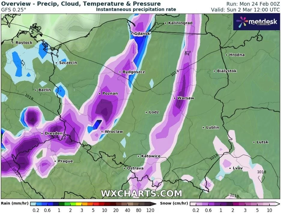 W niedzielę znowu trzeba się liczyć z opadami śniegu, których w ciągu dnia więcej powinno być na wschodzie kraju