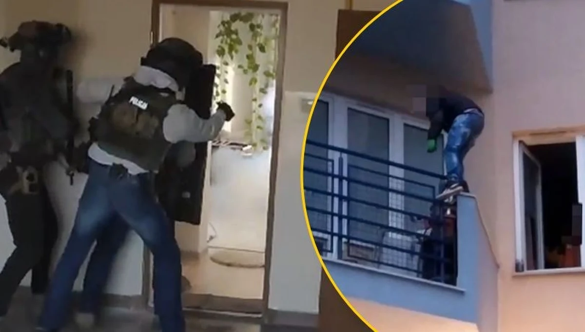 Skakanie po barierkach balkonów, konieczność użycia granatów hukowo-błyskowych - to wszystko widać na nagraniu z zatrzymania dwóch mężczyzn podejrzanych o zamordowanie trzech starszych kobiet w Warszawie. Wideo opublikowała w środę wieczorem Komenda Stołeczna Policji. Podejrzani usłyszeli już prokuratorskie zarzuty zabójstwa w związku z rozbojem. Przyznali się do winy. Grozi im dożywocie.