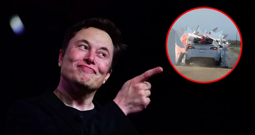 Tesla zderzyła się ze ścianą z namalowaną drogą. Jak w kreskówce