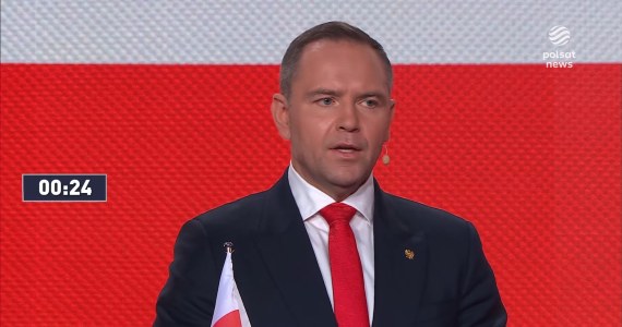 Debata przedwyborcza. Nawrocki do Trzaskowskiego: Jest pan lewicowym politykiem, a oddaje tęczową flagę