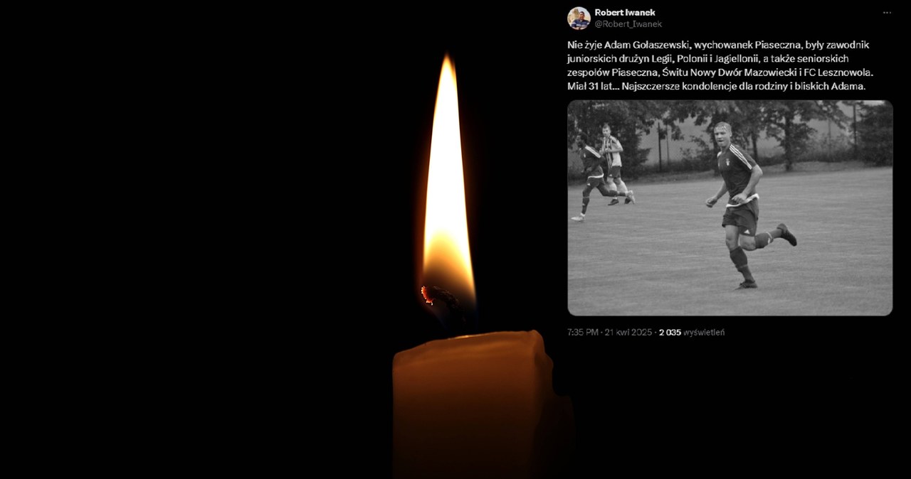 Nie żyje Adam Gołaszewski. 31-latek grał dla Legii, Jagiellonii i Polonii