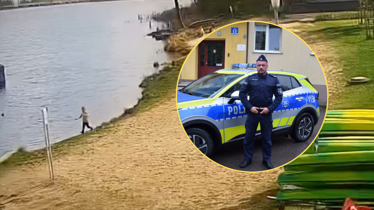 Akcja ratunkowa nad stawem. Policjant uratował tonące dzieci