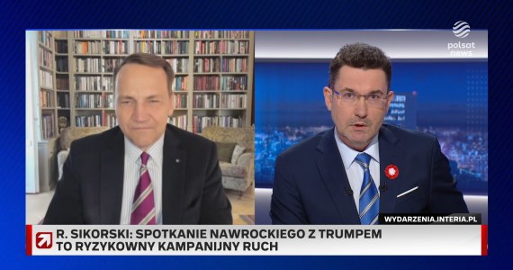 "Dość ryzykowny, kampanijny ruch". Sikorski skomentował wizytę Nawrockiego w USA