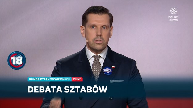 Debata przedstawicieli sztabów wyborczych niemal wszystkich kandydatów ubiegających się o urząd prezydenta. Uczestnicy odpowiadali na pytania dotyczące bezpieczeństwa, polityki zagranicznej oraz polityki krajowej. Kolejny dział to pytania wzajemne przedstawicieli sztabów. Anna Górska (sztab Magdaleny Biejat): Ile pan Karol Nawrocki zapłacił za mieszkanie panu Jerzemu? Tobiasz Bocheński: Karol Nawrocki pomagał panu Jerzemu, zgodnie z prawem nabył mieszkanie, a zapłacił cenę rynkową. Riposta Anny Górskiej: Wiem, że taka kawalerka rynkowo warta jest dziś pół miliona. A z doniesień medialnych wynika, że mógł zapłacić 12 tys. zł. Marta Czech (sztab Grzegorza Brauna) do Przemysława Wiplera (sztab Sławomira Mentzena): W wywiadzie powiedział pan, że Konfederacja to ideowe centrum. Wipler: Pomimo, że jesteśmy wierni swoim pryncypiom, to jeśli będziemy rośli, to znajdziemy się w centrum, Nie ze względu na poglądy, ale na to, że nie będzie można bez nas sformułować rządu. Monika Rosa (sztab Rafała Trzaskowskiego) do Tobiasza Bocheńskiego (sztab Karola Nawrockiego): Czy na polecenie Jarosława Kaczyńskiego Karol Nawrocki będzie ułaskawiał partyjnych kolegów prezesa PiS? Bocheński: Nie będzie ułaskawiał, bo nigdy nie był członkiem partii politycznej. W przeciwieństwie do Rafała Trzaskowskiego. Wojciech Hadaj do Tobiasza Bocheńskiego: Czy pan się nie wstydzi swojego kandydata na prezydenta. - Jestem dumny z niego. Znam jego poglądy, których nigdy nie zmieniał - odpowiedział Bocheński. Hadaj ripostuje: A nie dostrzega pan sztuczności u kandydata, np. w jego sztucznym, udawanym uśmiechu.