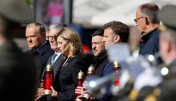 Tusk, Macron, Merz i Starmer w Kijowie. Oddali hołd na Majdanie