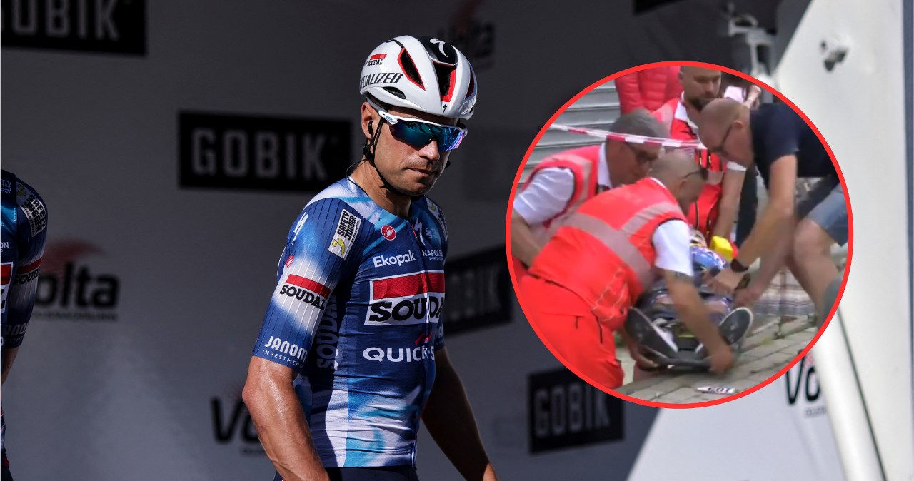 Poważna kraksa na otwarcie znanego wyścigu. Kolarz w szpitalu, uraz kręgosłupa