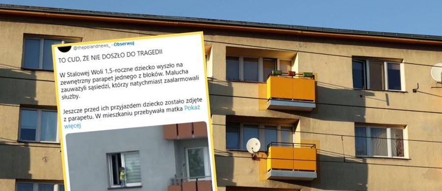 ​W środę rano mieszkańcy osiedla w Stalowej Woli (woj. podkarpackie) byli świadkami nietypowej sytuacji. 1,5-roczny chłopiec wyszedł na zewnętrzny parapet mieszkania znajdującego się na trzecim piętrze. Sprawą już zajmuje się prokuratura.