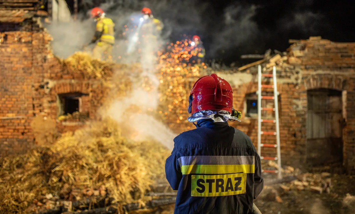 Tragiczny pożar w świętokrzyskich Zajączkowicach. Podczas akcji gaśniczej na terenie gospodarstwa rolnego strażacy natknęli się na zwęglone zwłoki kobiety.