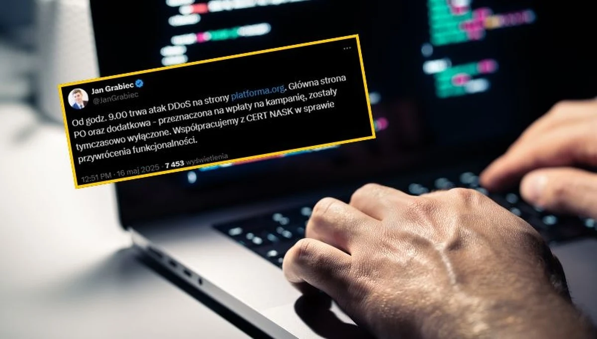 Jan Grabiec przekazał informacje o ataku DDoS na strony platforma.org. Według szefa KPRM cyberatak trwa od rana. NASK i służby badają tę sprawę.
