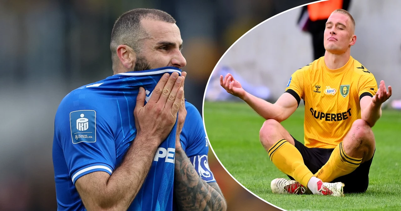 Lech Poznań jednak liderem Ekstraklasy przed ostatnią kolejką. Mimo że po strzale Oskara Repki (z prawej) przegrywał z GKS 0:1