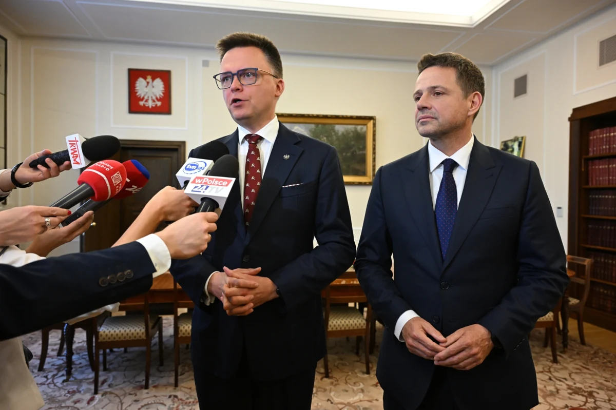 "To jasna i czytelna deklaracja z mojej strony" - podkreślił Szymon Hołownia po wtorkowym spotkaniu z kandydatem Koalicji Obywatelskiej. Dodał jednak, że przekonanie wyborców Trzeciej Drogi do głosowania na Trzaskowskiego, to już zadanie samego kandydata KO.