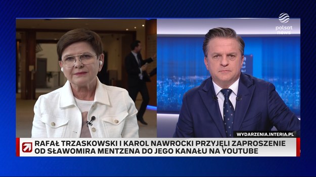 W "Gościu Wydarzeń" Beata Szydło mówiła o zaplanowanej na czwartek rozmowie Karola Nawrockiego ze Sławomirem Mentzenem. Polityk Konfederacji nie przekazał żadnemu z kandydatów drugiej tury poparcia, ale zaprosił ich do rozmowy na swoim youtubowym kanale, by sami spróbowali przekonać wyborców prawicowej formacji. - Karol Nawrocki bardzo szybko zareagował i zadeklarował, że chce się spotkać, rozmawiać. Myślę, że ta rozmowa będzie polegała też na tym, że panowie będą się wymieniali argumentami i być może Karol Nawrocki przekona też Sławomira Mentzena do pewnych propozycji programowych  - podkreśliła wiceprezes PiS. Ponadto stwierdziła, że dla niej "jasne jest", iż ludzie, którzy głosowali w pierwszej turze na Sławomira Mentzena, to "rzeczywiście osoby, dla których ważne są wartości, rozwój gospodarczy, przyszłość i suwerenność Polski". - Karol Nawrocki w swoim programie i w czasie tej kampanii cały czas podkreśla, że to są mu bardzo bliskie wartości - zapewniła Szydło.