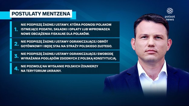 Karol Nawrocki spotkał się w Toruniu ze Sławomirem Mentzenem w sprawie nadchodzącej drugiej tury wyborów prezydenckich. Kandydat popierany przez PiS odpowiedział na kilka pytań polityka Konfederacji. Finalnie podpisał także ośmiopunktową deklarację. Co się w niej znalazło?