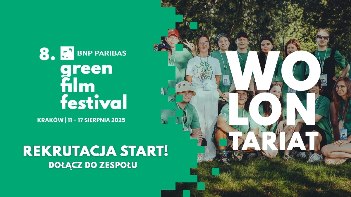 Rozpoczęła się rekrutacja wolontariuszy na 8. edycję BNP Paribas Green Film Festival, który odbędzie się w dniach 11–17 sierpnia 2025 roku w Krakowie. To niezwykłe wydarzenie o międzynarodowym zasięgu, które od lat gromadzi pasjonatów ekologii, filmu i działań społecznych na Bulwarze Czerwieńskim, tuż u podnóża Wawelu. Festiwal prezentuje filmy z całego świata poruszające tematykę środowiskową, a także oferuje spotkania z twórcami filmowymi, przedstawicielami organizacji ekologicznych, naukowcami i aktywistami.