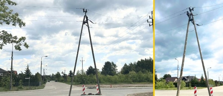 Słup energetyczny stoi na środku skrzyżowania w miejscowości Bolimów w Łódzkiem. To efekt wybudowania nowej, lokalnej drogi i pozostawienia w dotychczasowych miejscach słupów energetycznych. Burmistrz tłumaczy, że inwestycja nie została zakończona, ale mieszkańcy są przekonani, że sytuacja tak szybko się nie zmieni.
