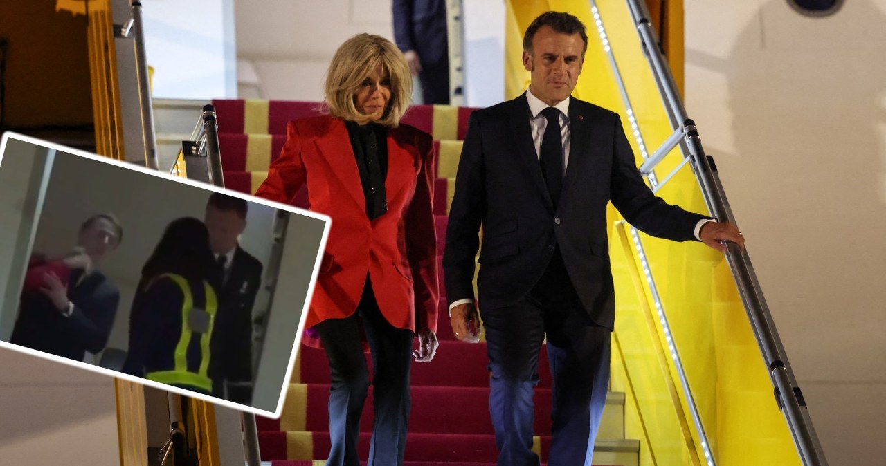 Zaskakujące zdjęcia Macrona z żoną w samolocie. Pałac Elizejski zabrał głos