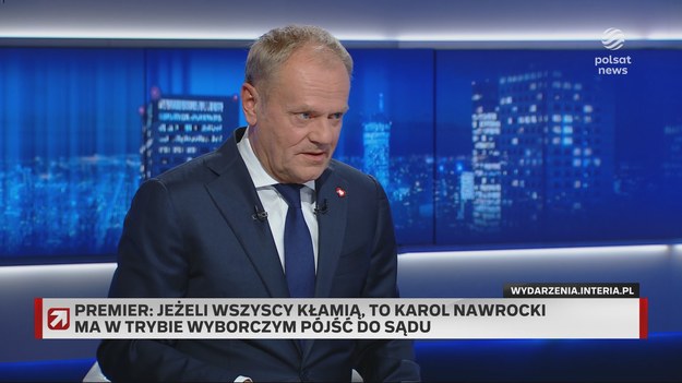 - Czy wy naprawdę nie macie potrzeby, mówię do wyborców PiSu, sprawdzenia tego, zanim zagłosujecie na tego człowieka? Jedyną metodą jest, żeby pan Nawrocki poszedł jutro do sądu - mówił Donald Tusk nawiązując do artykułu Onetu, według którego kandydat na prezydenta miał pomagać w sprowadzaniu prostytutek dla gości Grand Hotelu w Gdańsku. - Chcę, żeby wszyscy sobie uświadomili w jakiej sytuacji będzie Polska, jeśli ktoś taki jak Karol Nawrocki będzie na szczytach NATO - podkreślił premier w rozmowie z Bogdanem Rymanowskim.