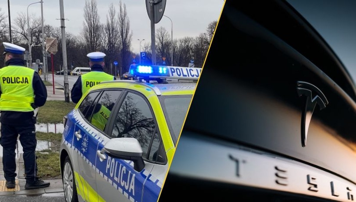 Szaleńczy rajd w centrum Warszawy. Kierowca tesli uciekł, szuka go policja
