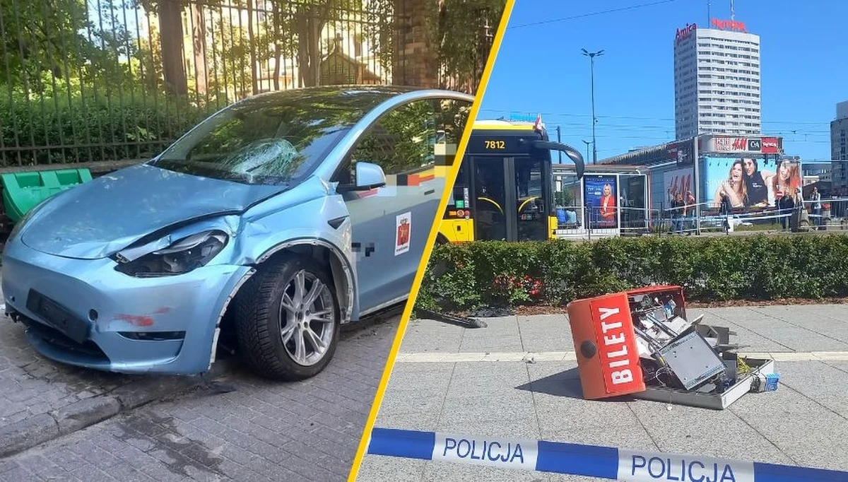 Stołeczni policjanci poszukują kierowcy tesli, który o poranku jadąc ul. Marszałkowską w Warszawie, staranował infrastrukturę drogową, uszkodził znaki, barierki i biletomat. Jak ustalił reporter RMF MAXX Przemysław Mzyk, mężczyzna uciekł z pojazdu.